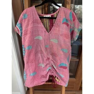 Kantha Boho Reversible Top Oversized One Size Fits Most 100% Cotton